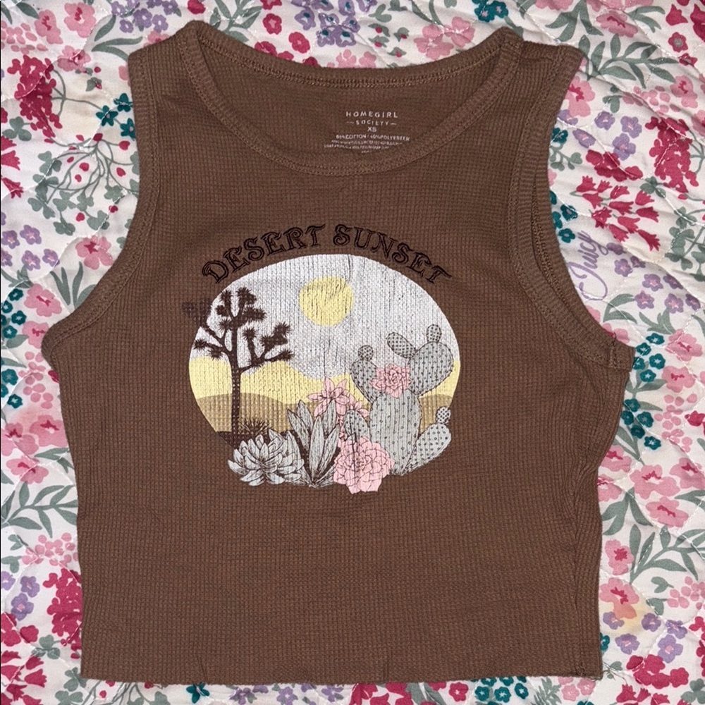Brown Desert Sunset Tank Top